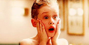 Kevin McCallister's shocking face from the movie Home alone